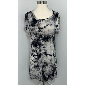 Acemi Dress Womens Medium Blue Gray Tie Dye Short Sleeve T-shirt Pullover Casual